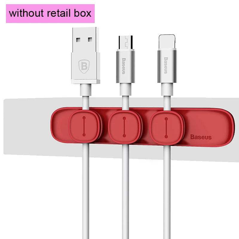 Baseus Magnetic Cable Clip - Organizador de Cabos Adesivo para Mesa e Carro, Protetor de Cabo USB