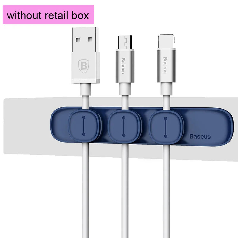 Baseus Magnetic Cable Clip - Organizador de Cabos Adesivo para Mesa e Carro, Protetor de Cabo USB