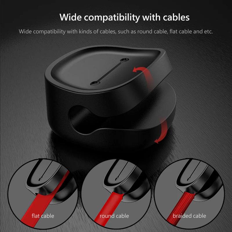 Baseus Magnetic Cable Clip - Organizador de Cabos Adesivo para Mesa e Carro, Protetor de Cabo USB