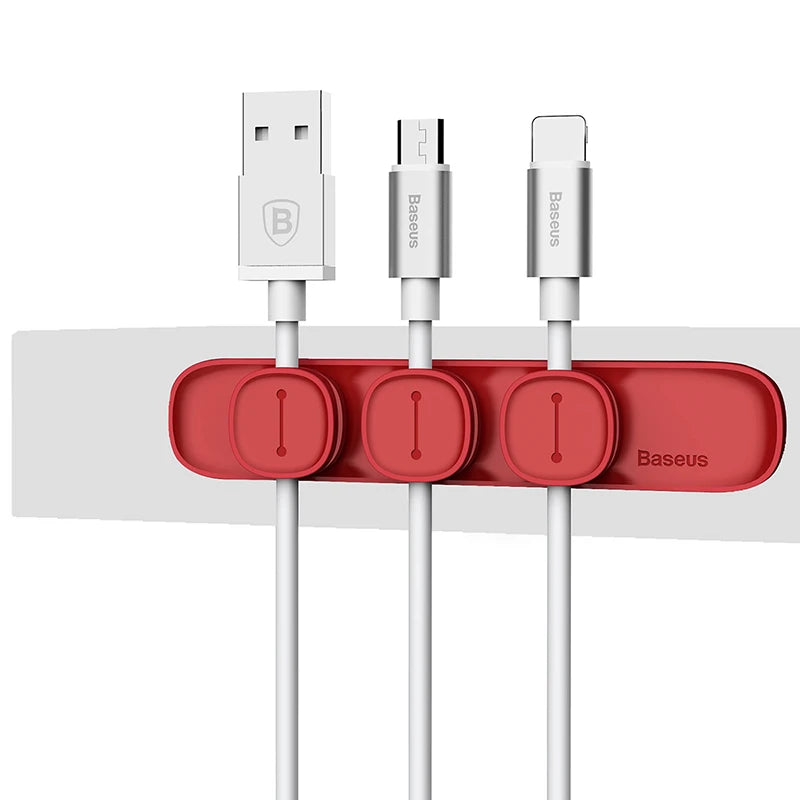Baseus Magnetic Cable Clip - Organizador de Cabos Adesivo para Mesa e Carro, Protetor de Cabo USB