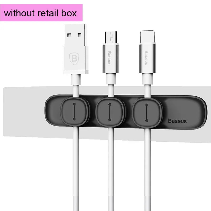 Baseus Magnetic Cable Clip - Organizador de Cabos Adesivo para Mesa e Carro, Protetor de Cabo USB