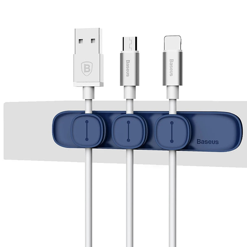 Baseus Magnetic Cable Clip - Organizador de Cabos Adesivo para Mesa e Carro, Protetor de Cabo USB