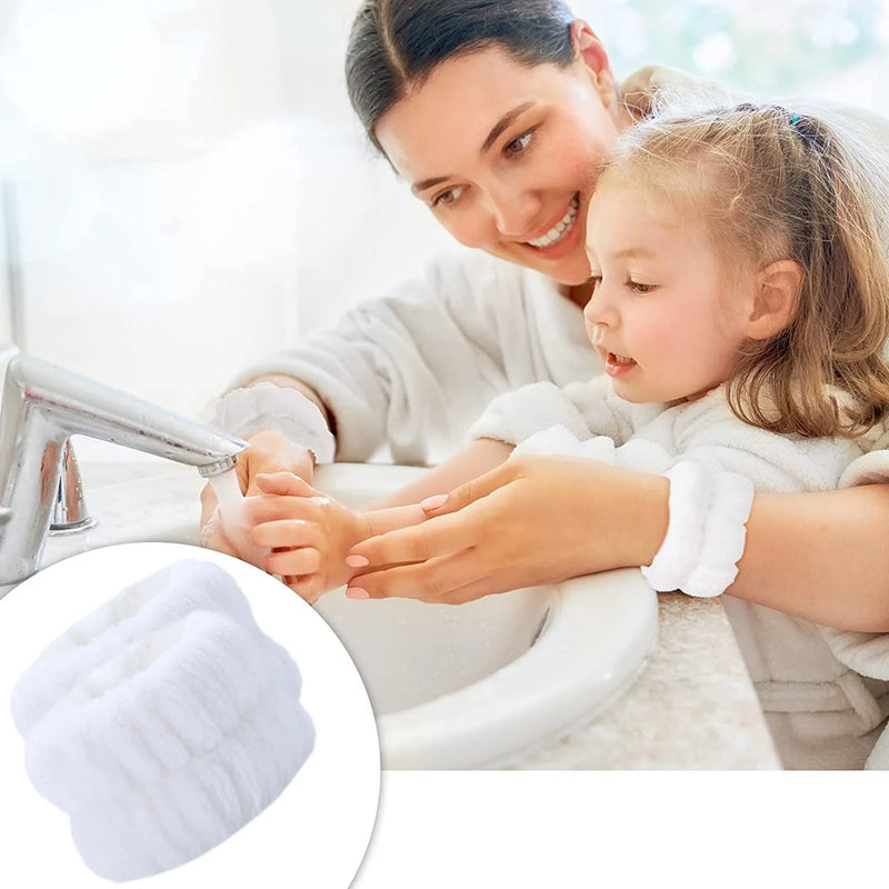 Conjunto 3 Peças Faixa de Cabelo e Pulso para Cuidados com a Pele - Headband Fleece com Laço para Maquiagem e Banho