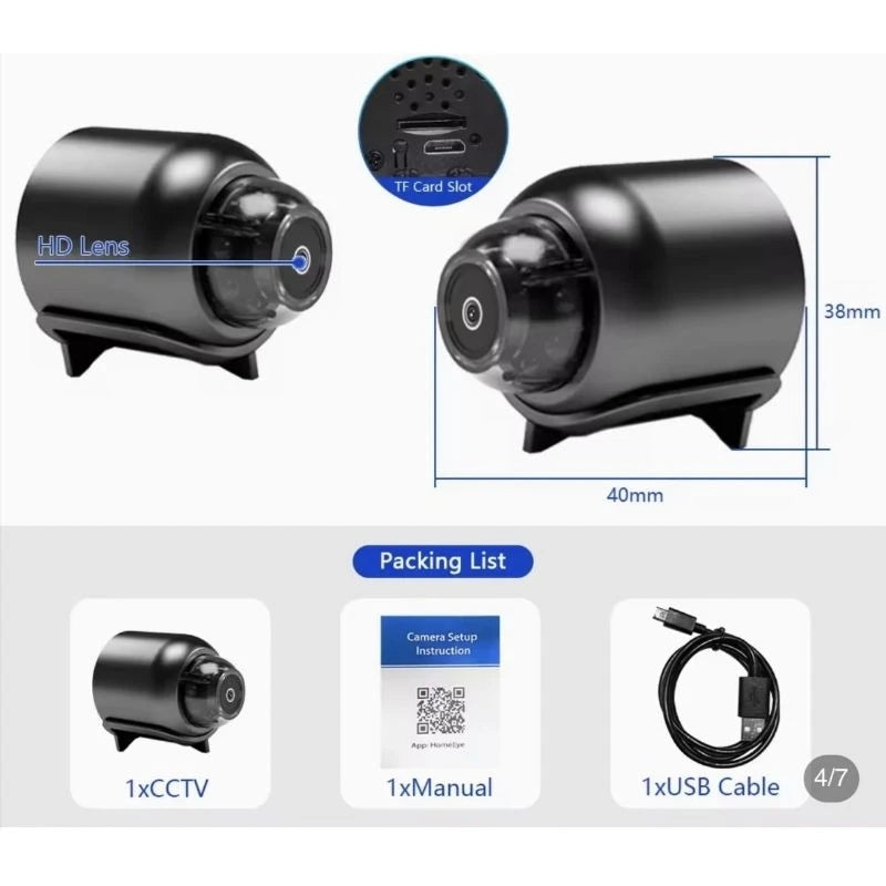 Mini Câmera HD 1080P Compacta Sem Fio WIFI com Gravação Cíclica