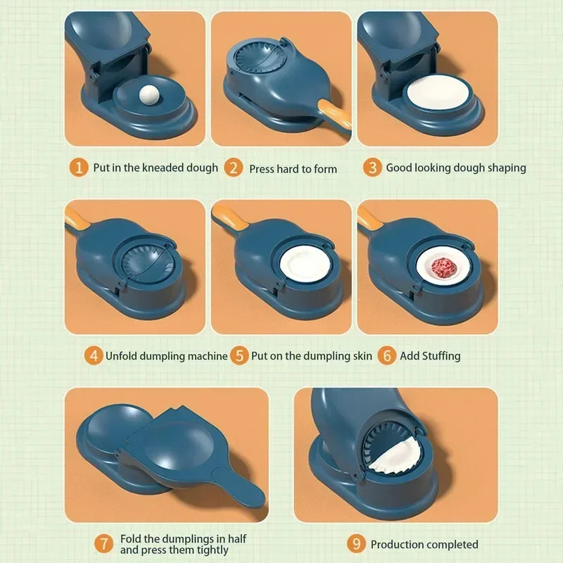 Kit 2 em 1 para Fazer Dumplings - Máquina de Modelagem de Massa para Empanada, Pierogi e Dumplings Caseiros