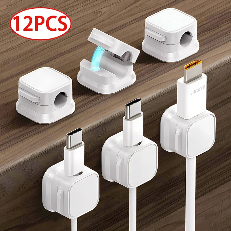 Magnetic Cable Clip - Organizador de Cabos Adesivo para Mesa, Parede e Carro, Suporte Magnético para Fios USB, HDMI e Carregadores