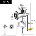 Moedor de Carne Manual em Alumínio Prata – Grinder Durável para Carne, Salsicha, Vegetais e Pimentões