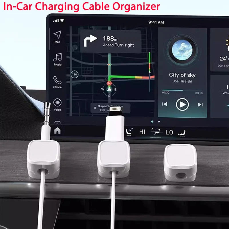 Magnetic Cable Clip - Organizador de Cabos Adesivo para Mesa, Parede e Carro, Suporte Magnético para Fios USB, HDMI e Carregadores