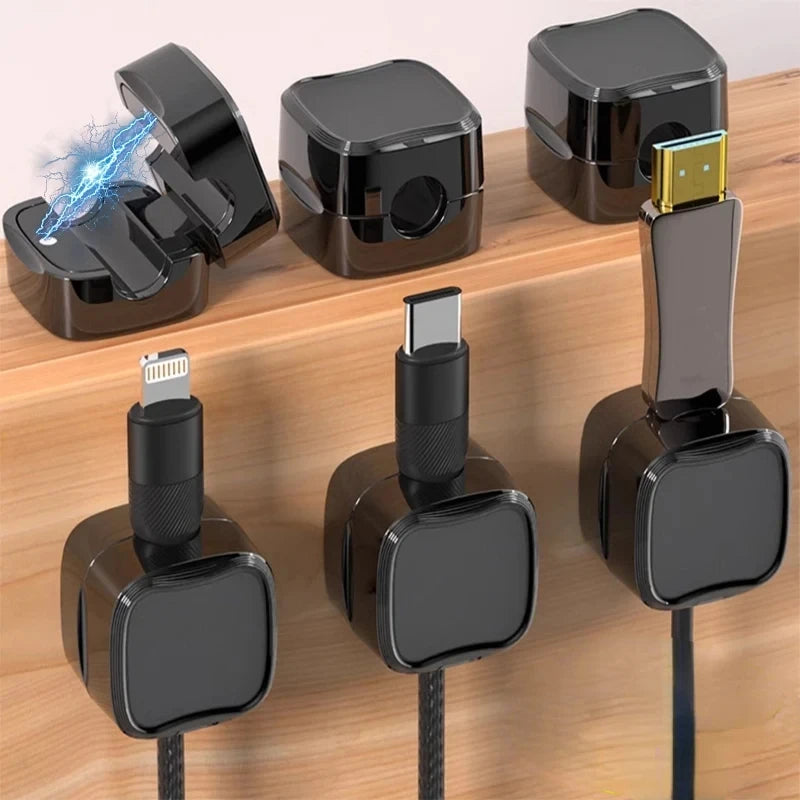 Clips Magnéticos para Cabos – Organizador Adesivo para Cabos USB (6 Unidades)