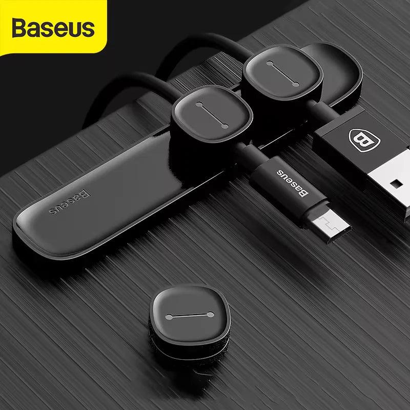 Baseus Magnetic Cable Clip - Organizador de Cabos Adesivo para Mesa e Carro, Protetor de Cabo USB